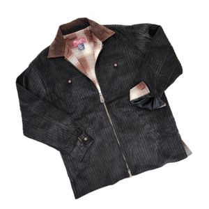 Denim & Co Lightweight Flannel Corduroy Zip Jacket, Brown, Men's Medium